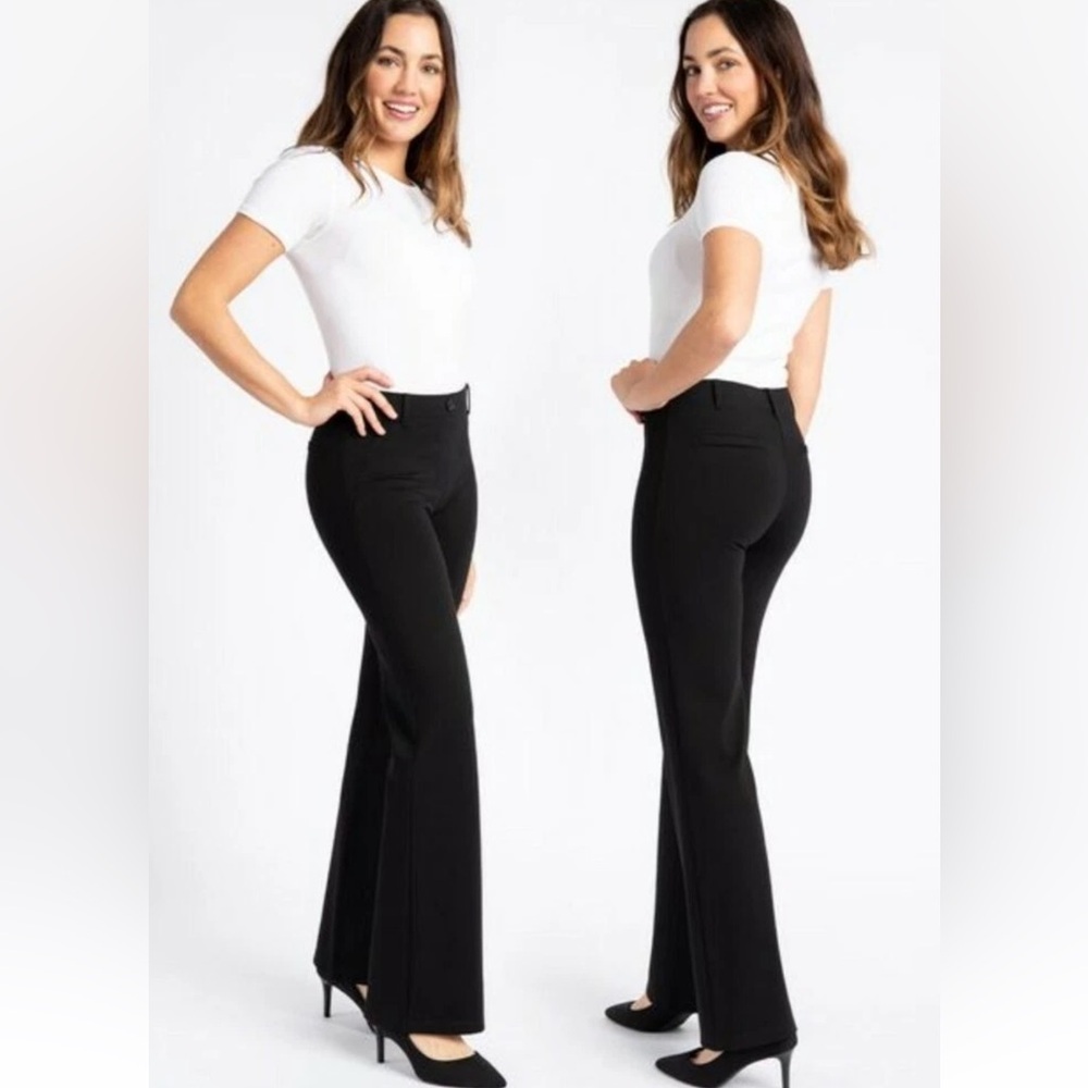 Betabrand Classic Black Boot-Cut Dress Yoga Pants Office Work Business Casual